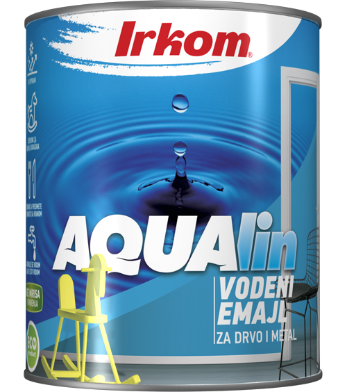 AQUALIN EMAJL završni je dekorativni premaz izrađen na bazi specijalnih vodenih disperzija akrilnih smola, pigmenata i aditiva. Odlikuje se izuzetnom pokrivnom moći, elastičnošću, tvrdoćom i otpornošću na atmosferske uslove. Karakteristike koje odlikuju ovaj proizvod omogućavaju da ima široku primenu pri farbanju nameštaja, građevinske stolarije, kao i svih predmeta od drveta u enterijeru i eksterijeru. Nema neprijatnih mirisa prilikom farbanja, a nanet premaz se brzo suši. Proizvod je potpuno zdravstveno ispravan, proizveden na ekološkim principima. Bezbedan je za bojenje dečijih igračaka kao i predmeta koji su u kontaktu sa hranom. Pravi se u nekoliko nijansi, dok se bela nijansa može naći u sjaju ili u satenskom sjaju (polu-mat).